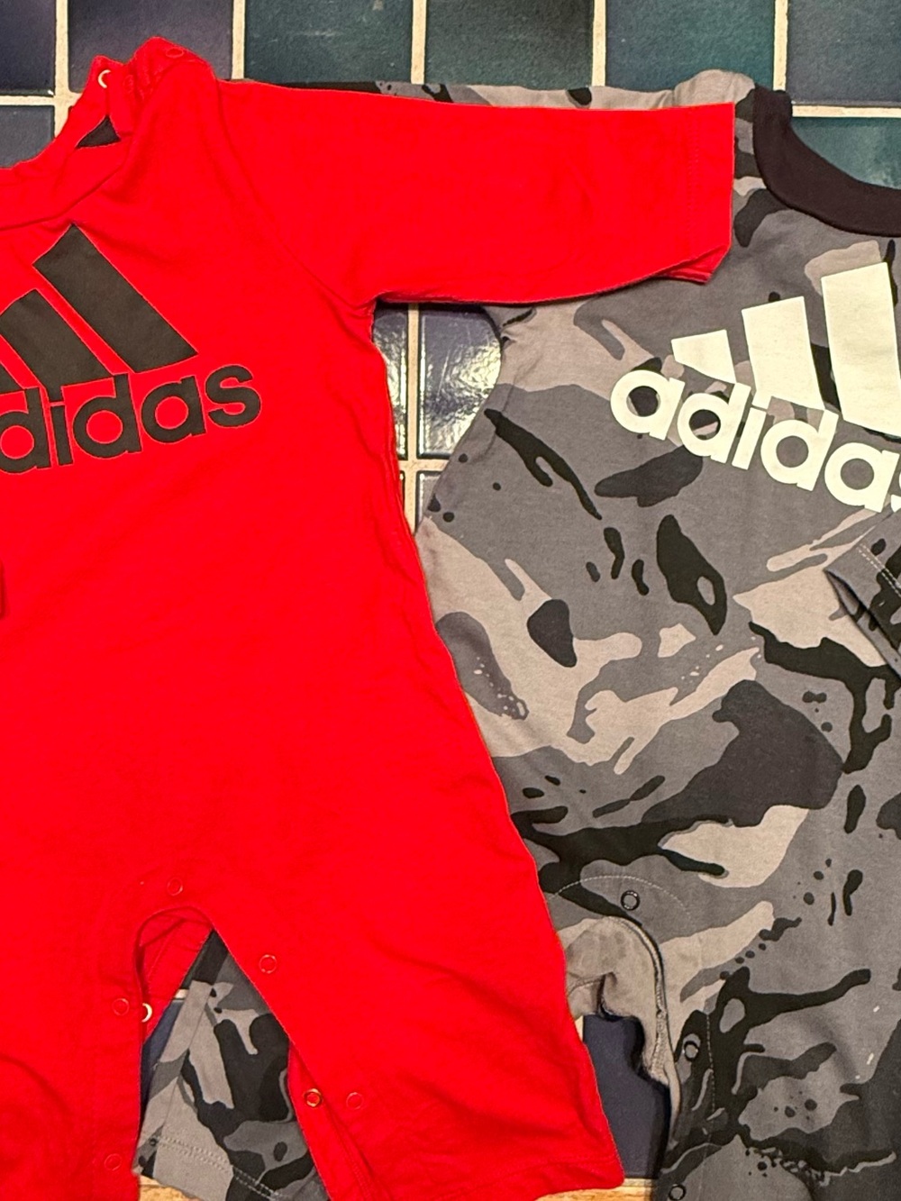 adidas Kids Red & Gray Camouflage Short Sleeve Tees Set